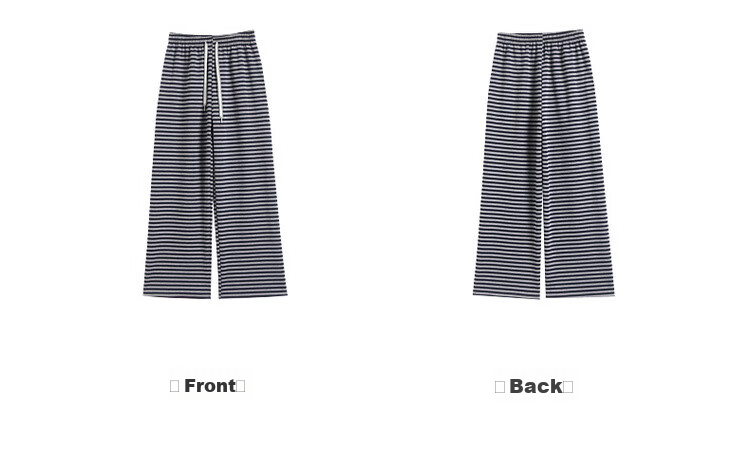 Demana Free Pressure Zero Pants Summer Lazy Colorblock Striped Wide-Leg Elastic Waist Draped Loose Slimming Women's Casual Pants 13
