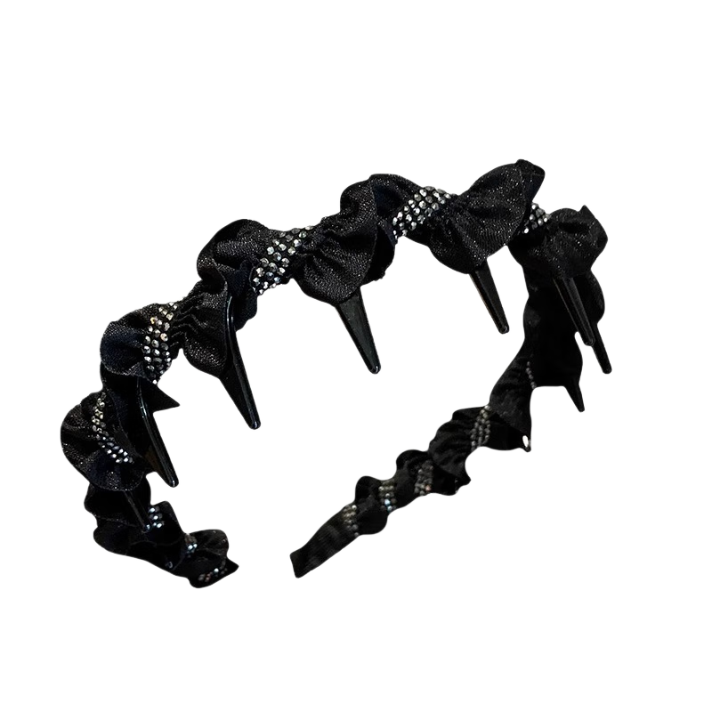 YeFeiLi Twisted Rhinestone Wave Headband Women's High-End Teeth Anti-Slip Hair Press Hair Accessories Premium Hair Clip