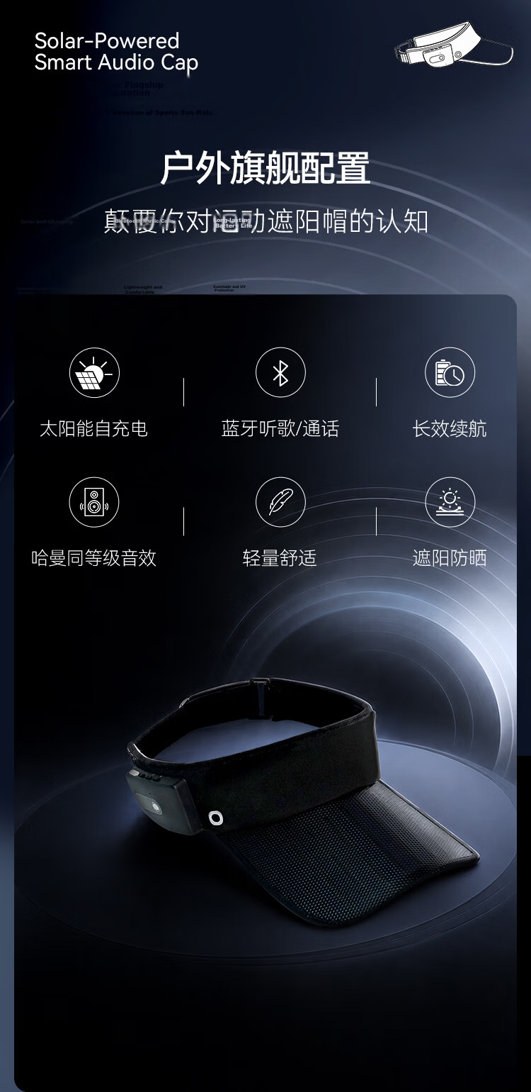 JD Jingzao Singing Hat Music Sunshade Hat Solar Rechargeable Bluetooth Speaker Sun Protection Hat Gift Box Set 2