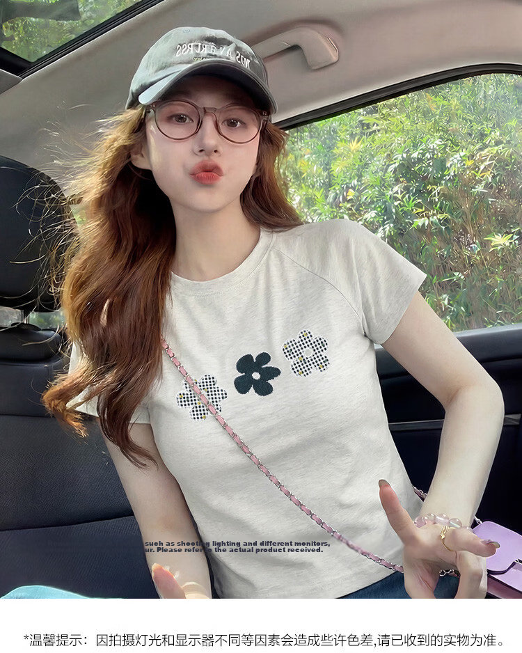 TonLion 2026 Summer New Women's Slim Fit Short Sleeve T-Shirt Fashion Casual High-Grade Versatile Shoulder Top 5