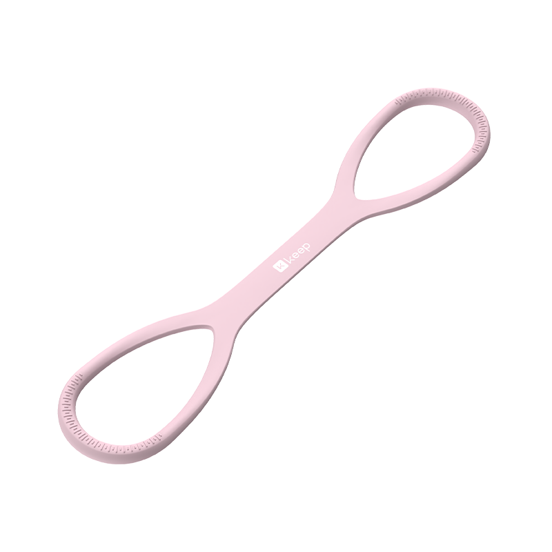 Keep Elastic Figure-8 Resistance Band Silicone Pull Rope Pink 20lbs for Back Shoulder Neck Stretching Women