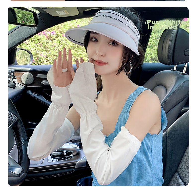 GLO-STORY Women's UV Protection Ice Silk Sun Sleeves Cute Sweet Outdoor Cycling Driving Arm Sleeves 12