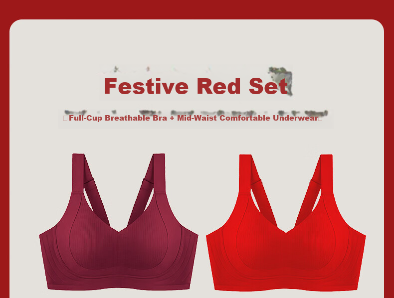 QianNaiMei Red Festive Wedding Large Bust Minimizing Side Support Main Year Bra Set Gray Blue 85D E+XL 5