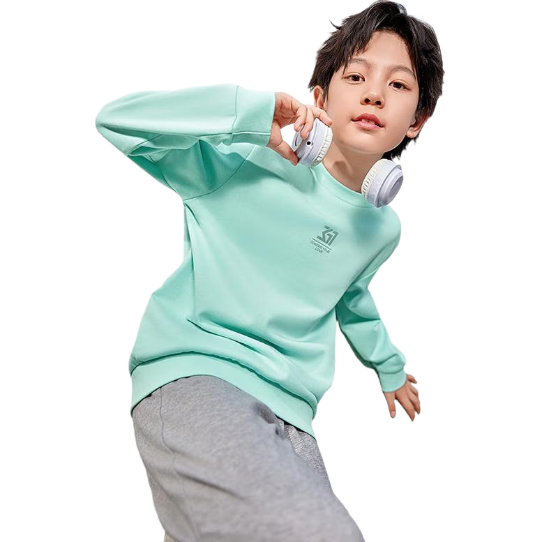 361° Children's Sweatshirt, Spring And Autumn, Boys And Girls 3-14 Years Old, Versatile School Sports Pullover Sweatshirt, Jade 150