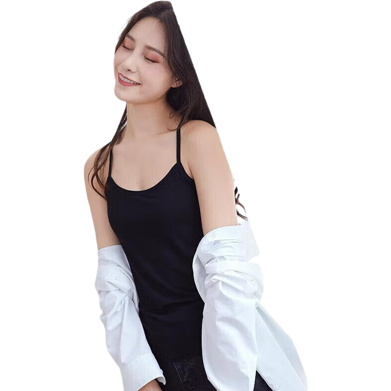 LangSha Women's Tank Top, Elastic Sleeveless Sports Undershirt Camisole, Black, 1 Piece, One Size Fits All
