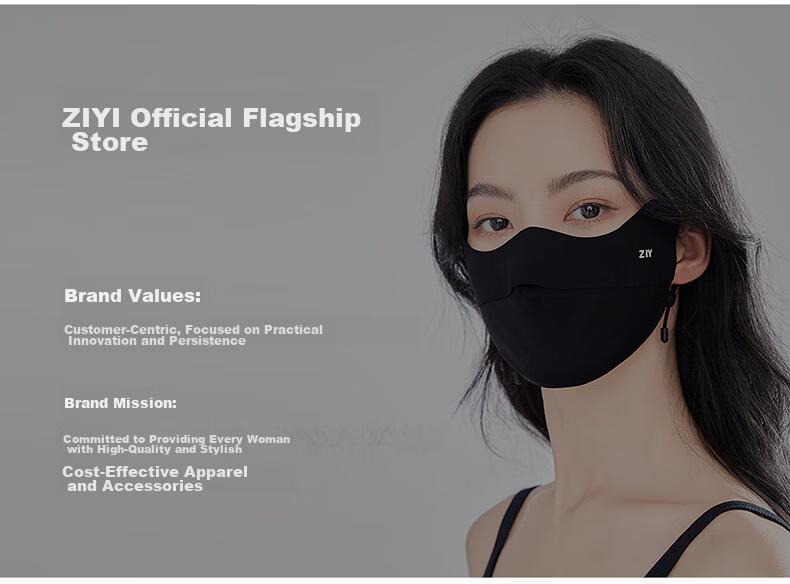 ZIY Seamless Sun Protection Mask for Women UV Protection 2026 New Full Face Bikini Sun Shield Black 32