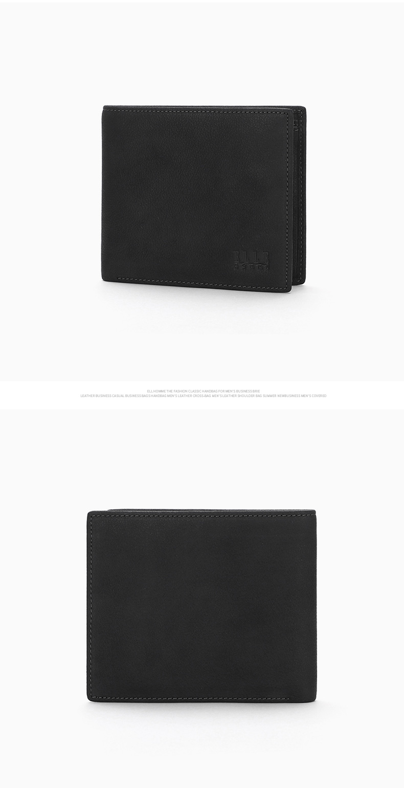 ELLE HOMME Men's Short Wallet, Top-Grain Leather Multifunctional Card Holder Horizontal Style Money Clip 1520, Birthday Gift for Boyfriend 7