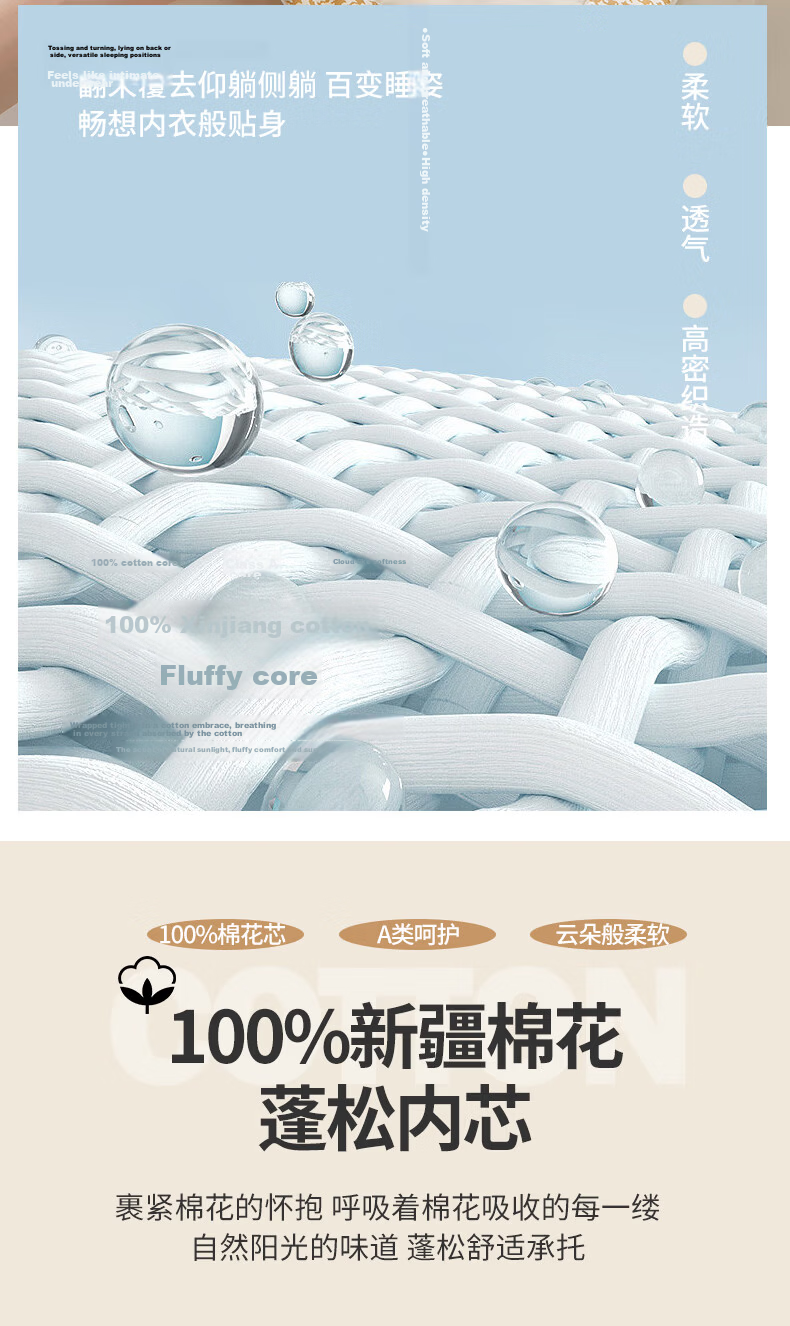 Hongdou Class A Summer Cooling Quilt Air Conditioning Quilt Core 100% Cotton Summer Quilt Summer Naked Sleep Pure Cotton Thin Quilt 1.5*2m Cloud White 6