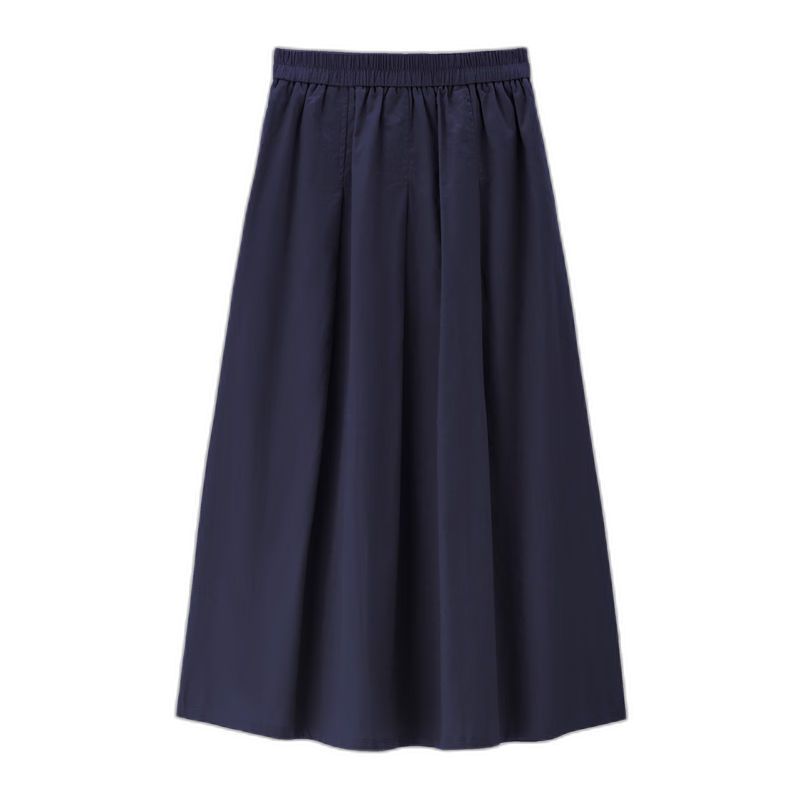 Giordano Women's Linen Skirt 2026 Spring New Cotton Linen Pleated Elastic Waist A-Line Midi Skirt 13466356