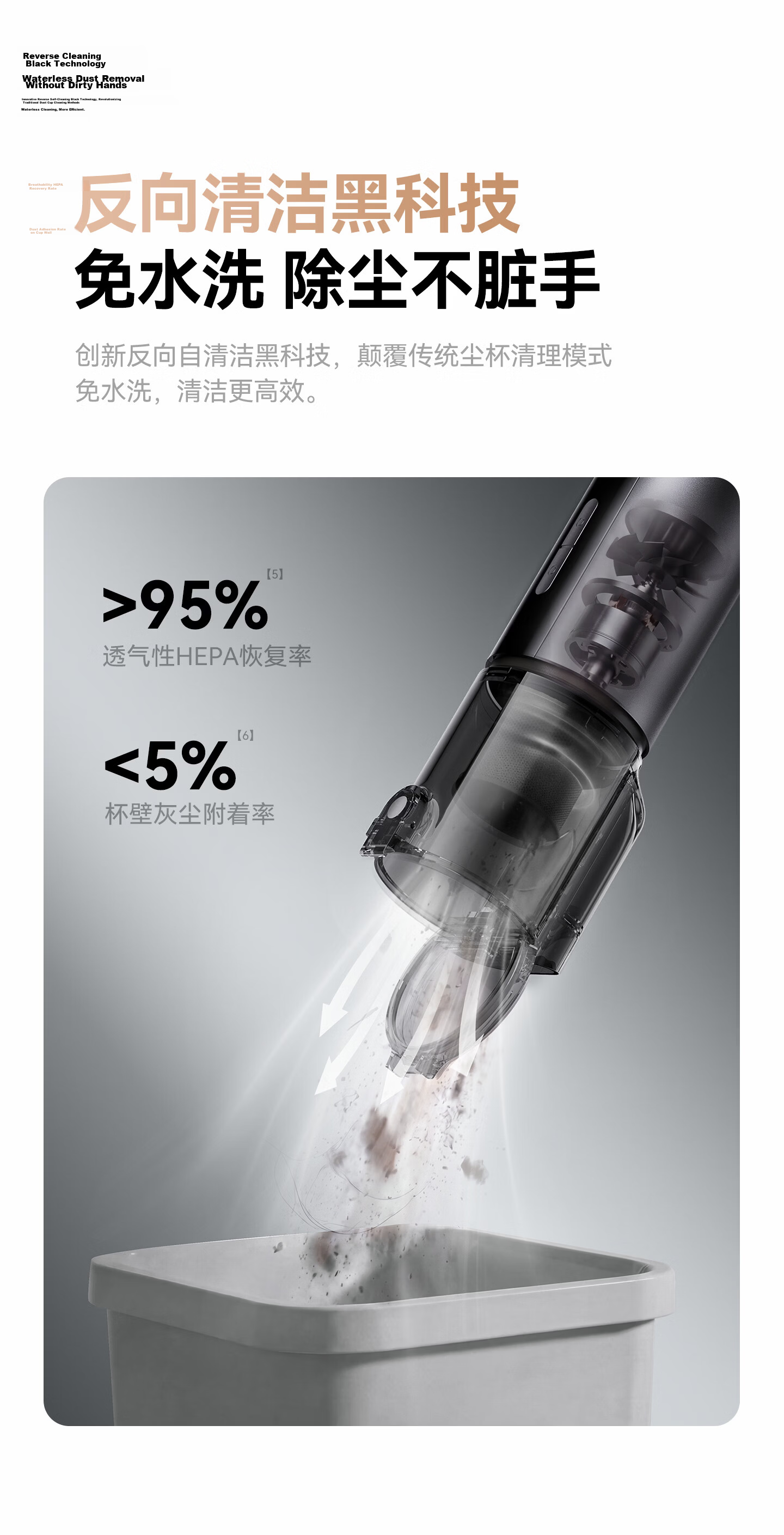 Basa Car Vacuum Cleaner High Suction Power Long Battery Life Wireless Handheld Mini Portable 22kPa M7 Aluminum Alloy Material 7