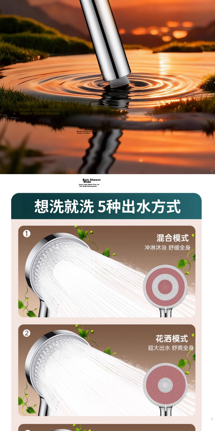 ILeddog Seiko Shower Head High-Pressure Bathroom Large Panel Showerhead CD-20 Liquid Silicone 6