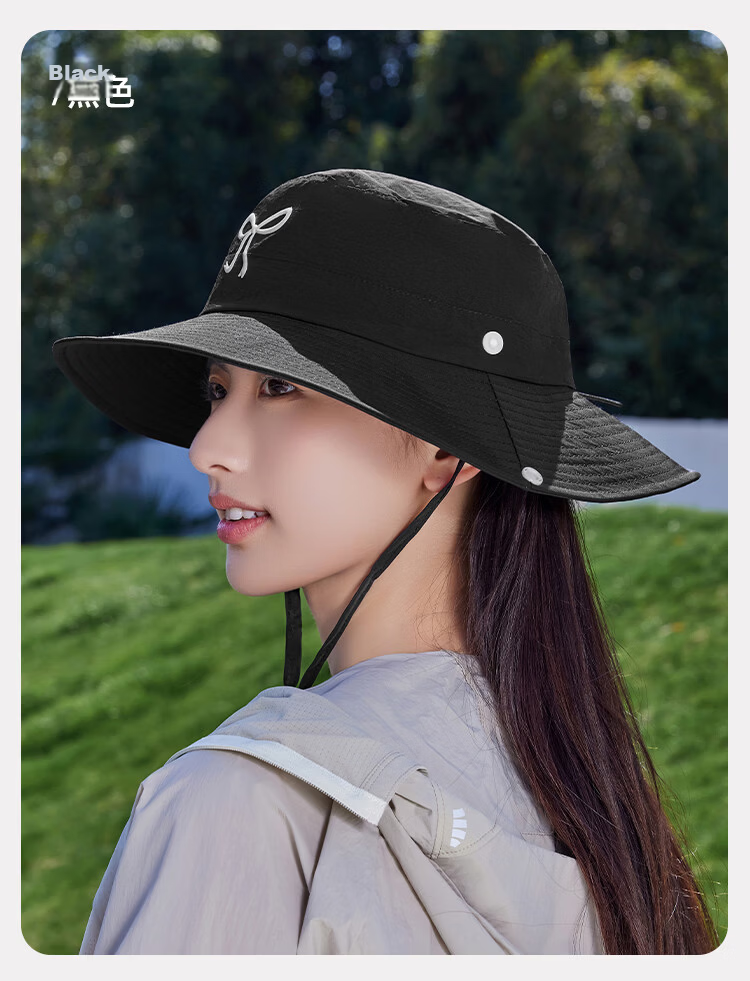 Romon Women's Sun Protection Hat UV Shield Large Brim Quick-Dry Sunshade Open-Top Bucket Hat with Strap 13