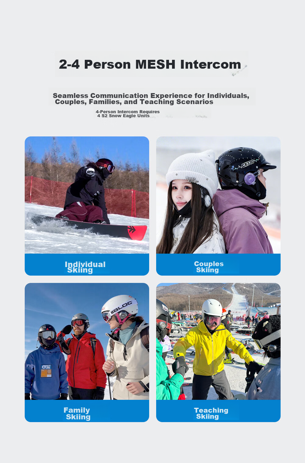 EJEAS S2 Low Temperature Edition Ski Walkie Talkie Mesh Helmet Bluetooth Headset Card-Free Multi-Person Real-Time Intercom 10