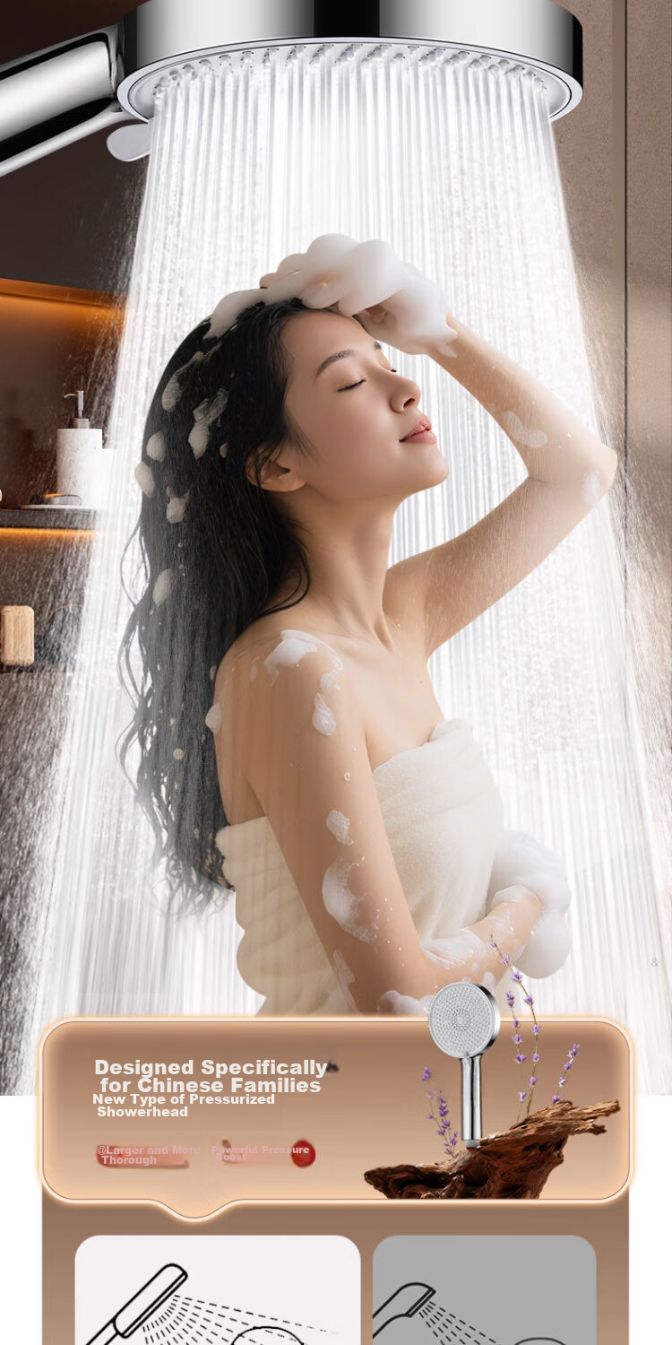 ILeddog Seiko Shower Head High-Pressure Bathroom Large Panel Showerhead CD-20 Liquid Silicone 8