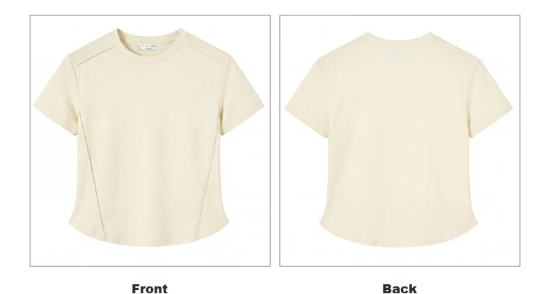 TonLion 2026 Summer New Slim Fit Women's Short Sleeve T-Shirt Stylish Unique Design Solid Color 17