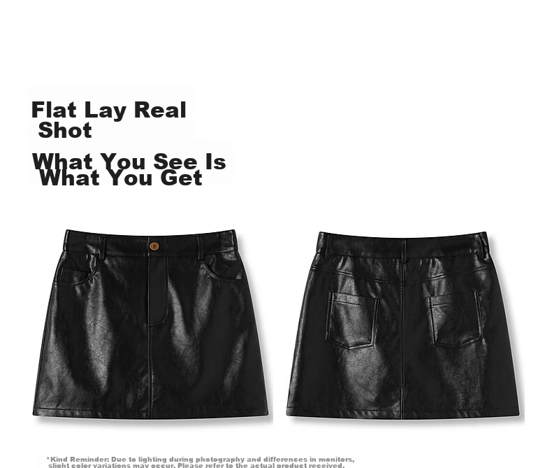 TonLion 2026 Spring Women's A-Line PU Skirt Black S 3