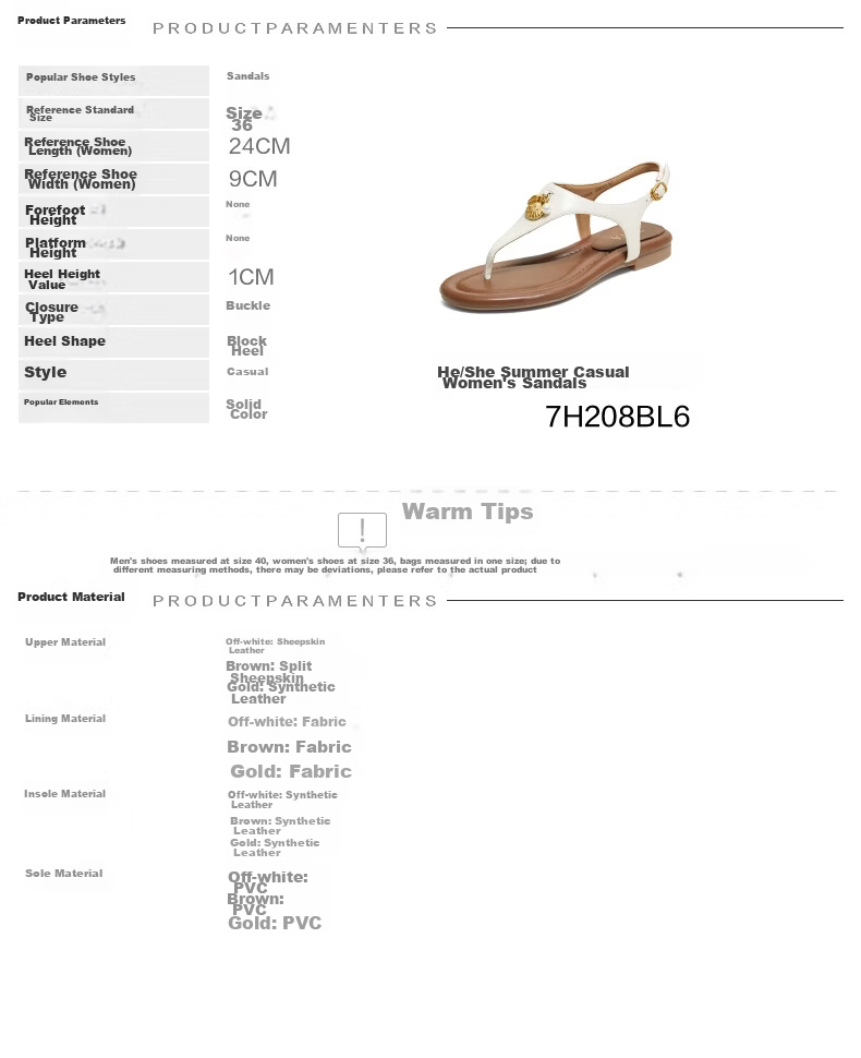 TATA Women's Summer New Vacation Flip-Flop Casual Sandals 7H208BL6 Off-White Size 36 1