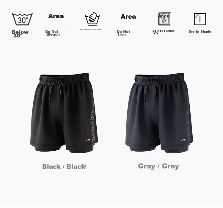 LI-NING Men's Plus Size Swim Trunks Large Size Loose Fit Hot Spring Suit 856 Black 5XL 23