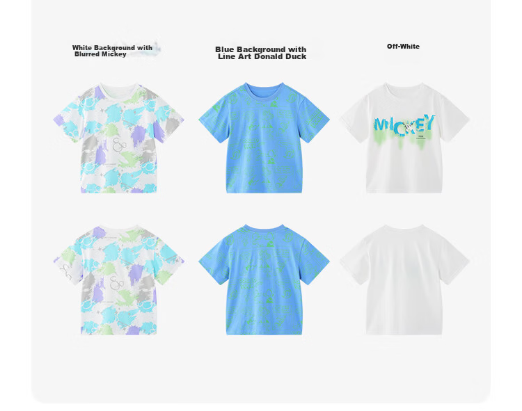 Disney Kids Boys and Girls Short Sleeve T-Shirt 2026 Summer New Parent-Child Matching Children's Basic Off-White Short Sleeve T-Shirt Size 110 10