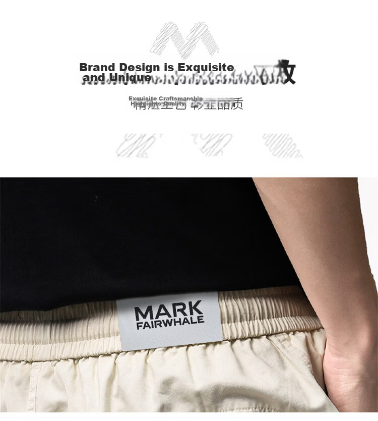 MARK FAIRWHALE Men's Summer High-End American Style Pure Cotton Casual Shorts Thin Five-Point Pants Black 3XL 7