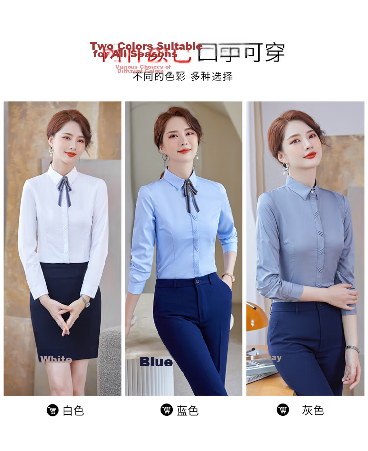 Chaoxu Women's Long Sleeve White Shirt Bamboo Fiber Stretch Slim Fit Breathable Luxury High-End Commuter Versatile Professional Blouse 6