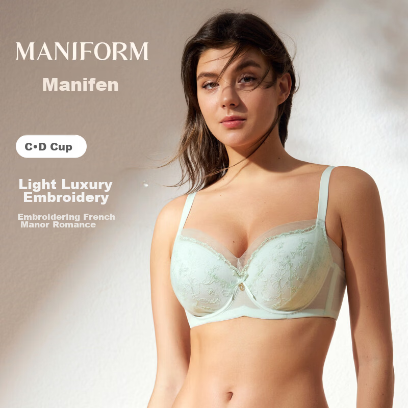 Manifen Comfortable Lightweight Women's Lace Soft Underwire Bra Sexy Large Cup Minimizing Bra