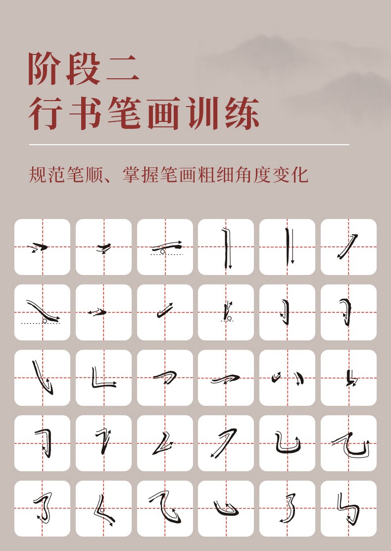 中小学生行书楷书字体女生字帖描红本套装 :控笔 笔画 偏旁 常用字(全