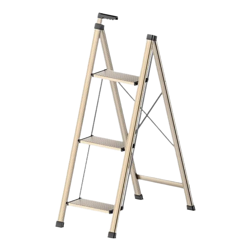 DELIXI Household Ladder, Multifunctional Folding Safety Ladder, Aluminum Alloy Thickened with Handrails, V-Shaped Three-Step Ladder