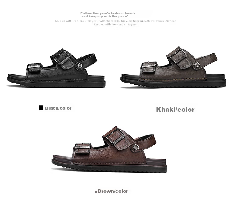 Bull Family Men's Leather Sandals Summer New Casual Outdoor Breathable Beach Shoes Men's Sports Driving Dual-Purpose Slippers 8