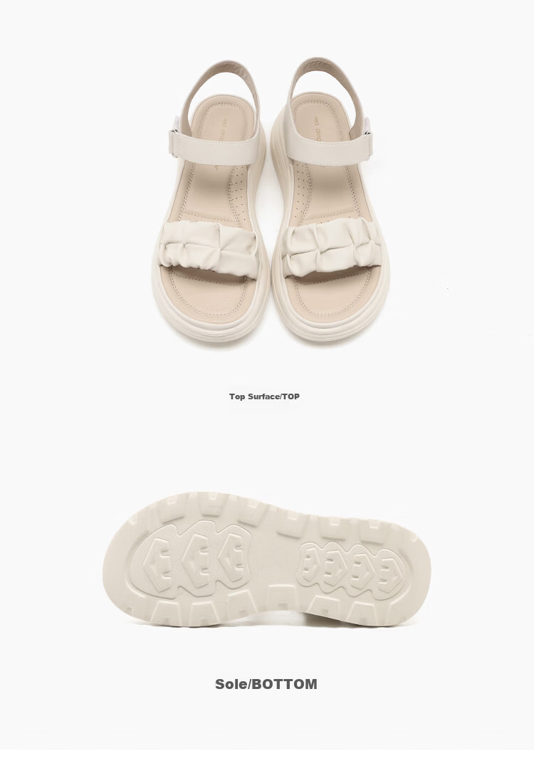 Red Dragonfly Women's Sandals New Thick Sole Casual Platform Soft Sole Lightweight Commuter Mom Shoes WTK265712 Beige Size 38 7