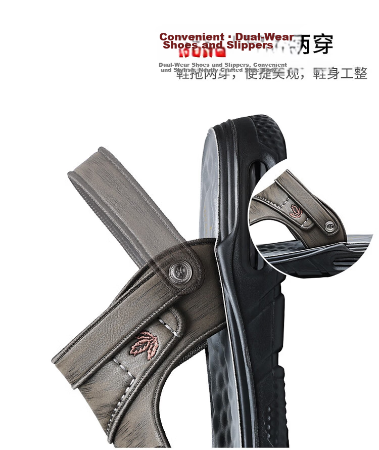 PLAYBOY Men's Outdoor Lightweight Breathable Trendy Comfortable Fashion Air Cushion Sandals Gray Brown Size 42 6
