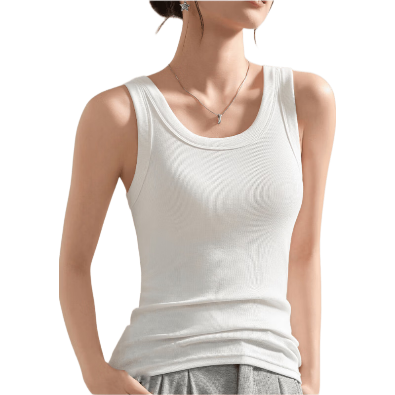 Modal Women's Classic Ribbed Slim Fit Tank Top Wide Shoulder Straps Slimming Round Neck Back Design Inner Wear 2XL