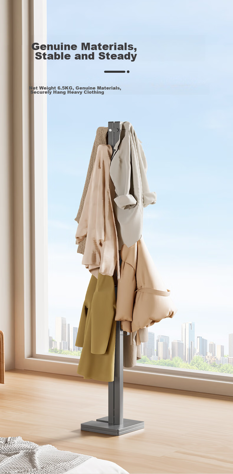 Wenna Floor Standing Clothes Rack Bedroom Coat Hanger Small Space Indoor Drying Rack Simple Hat and Coat Stand 14