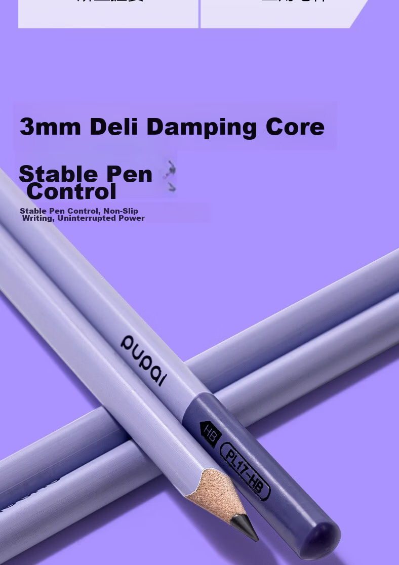 Deli 10-Pack HB Pencil Master Thick Triangular Grip Anti-Slip Student Beginner Writing Practice Graphite Core Purple 3