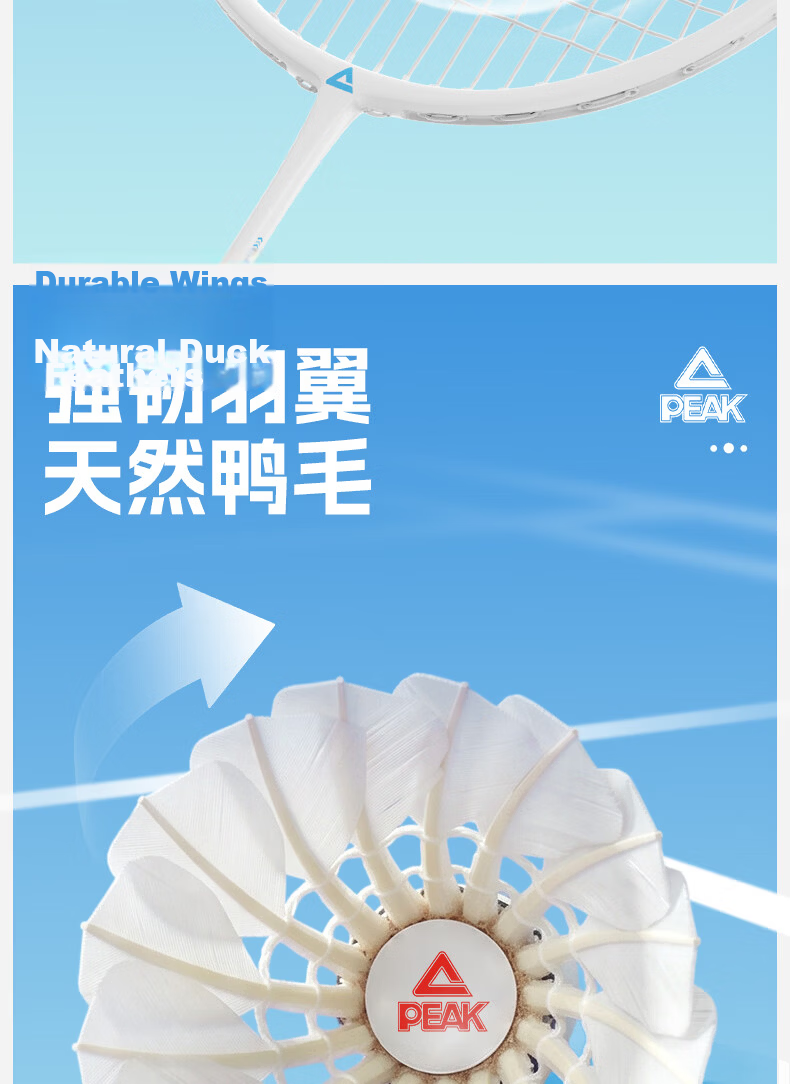 PEAK Meteor Badminton Shuttlecocks 12-Pack Indoor Outdoor Competition Training Windproof Durable Stable Flight 11