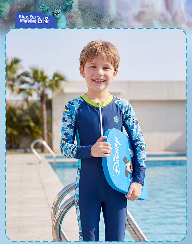 Disney Boys' Kids Swimwear New Long Sleeve One-Piece Sunsuit D36111S2I Blue Sulley 160 3