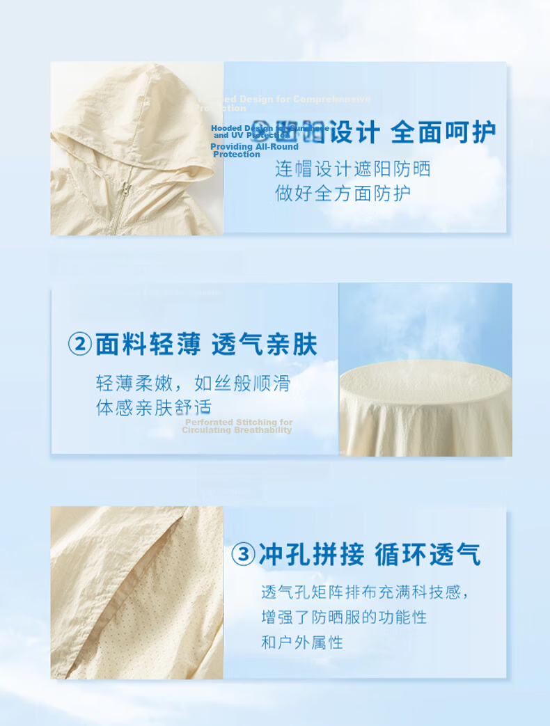 VANCL Men's Summer Loose Outdoor Sun Protection Skin Jacket Lightweight Breathable Sunscreen Coat White L 8