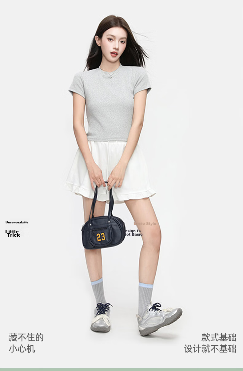 Xunmianren Women's Summer Solid Color Crew Neck Breathable Short Sleeve Slim Fit T-Shirt 1