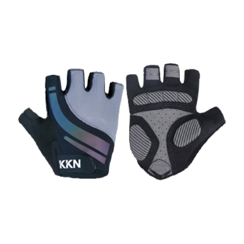 KKN Kids Sports Half-Finger Shock-Absorbing Non-Slip Gloves Black Gray Racing Edition (Upgraded) Size L (Recommended 45-65 Jin)