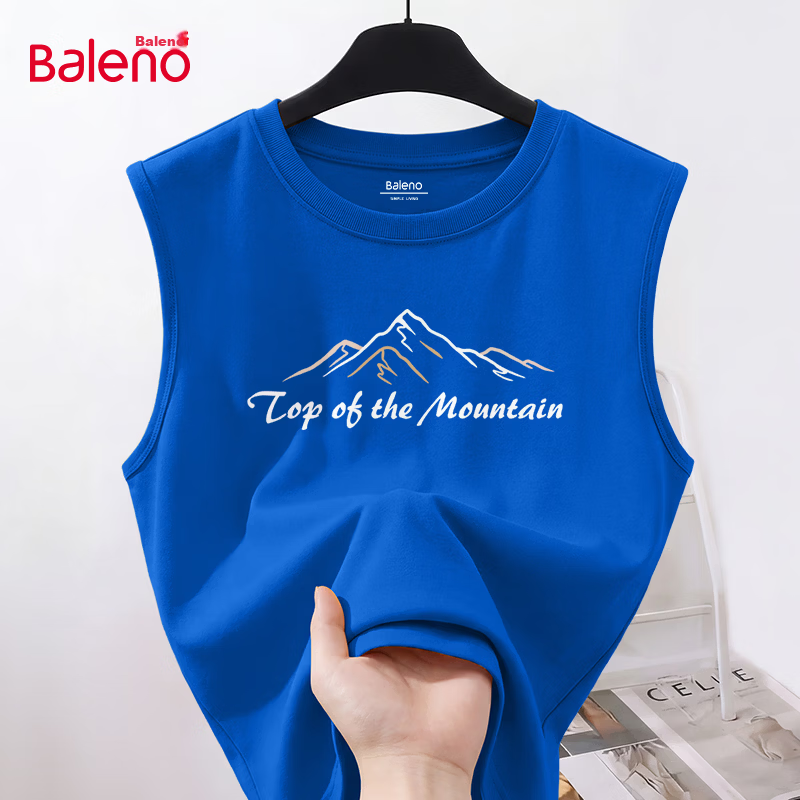 Baleno American Style Sleeveless Vest Men 2026 Summer Heavyweight Cotton Men's Fitness Sports Tank Top Youth Plus Size Sweatshirt 26