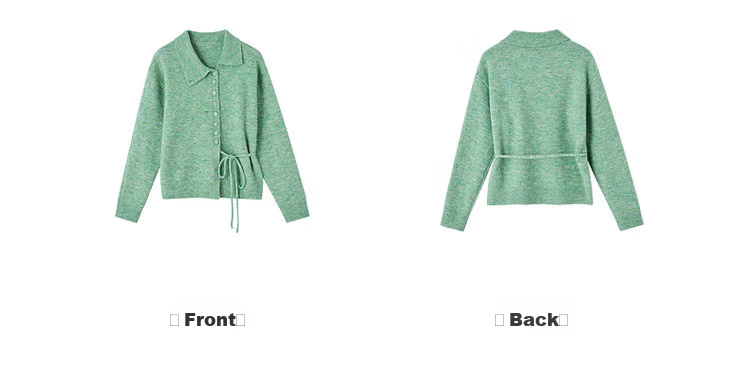 MT [Senya Between] Spring Fresh Side Lace-Up Asymmetric Lapel Cardigan Wool Blend Knit Sweater for Women 13