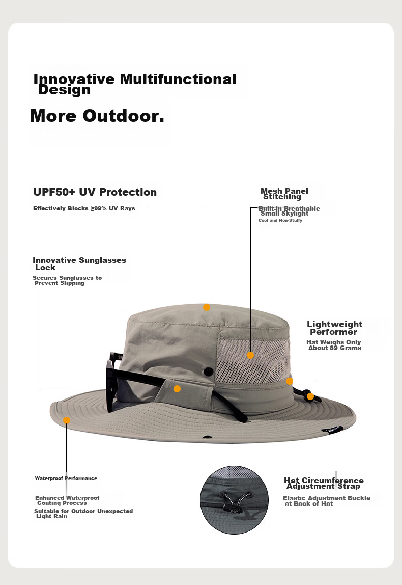 TOPEX Outdoor Sun Protection Hat for Men Large Head Circumference Summer Mountaineering Hiking Fishing Sunshade Water-Repellent Hat 2