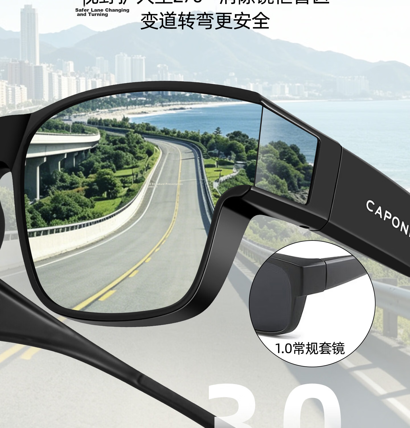 CAPONI Polarized Photochromic Sunglasses Clip-On for Men and Women, Foldable Prescription Glasses Clip, Day and Night Driving Anti-Glare 5
