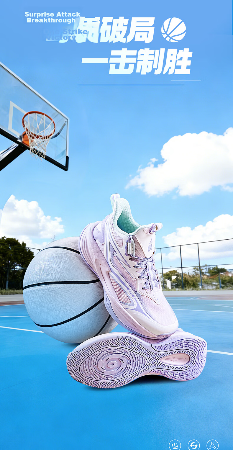 ERKE Kids Mesh Tennis Shoes Boys and Girls Children's Cushioned Lace-up Basketball Shoes Dawn Pink/Microcrystalline White/Wisteria Purple Size 36 6