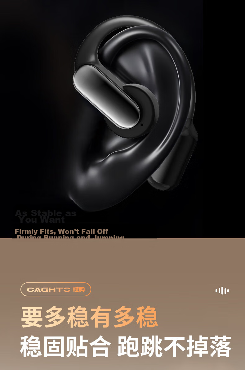 Chengao Clip-On Bluetooth Earphones AI Translation Open-Ear Sports Running Cycling Ear Hook Long Battery Life Noise Cancelling Gaming Low Latency Universal G13Pro Black 18