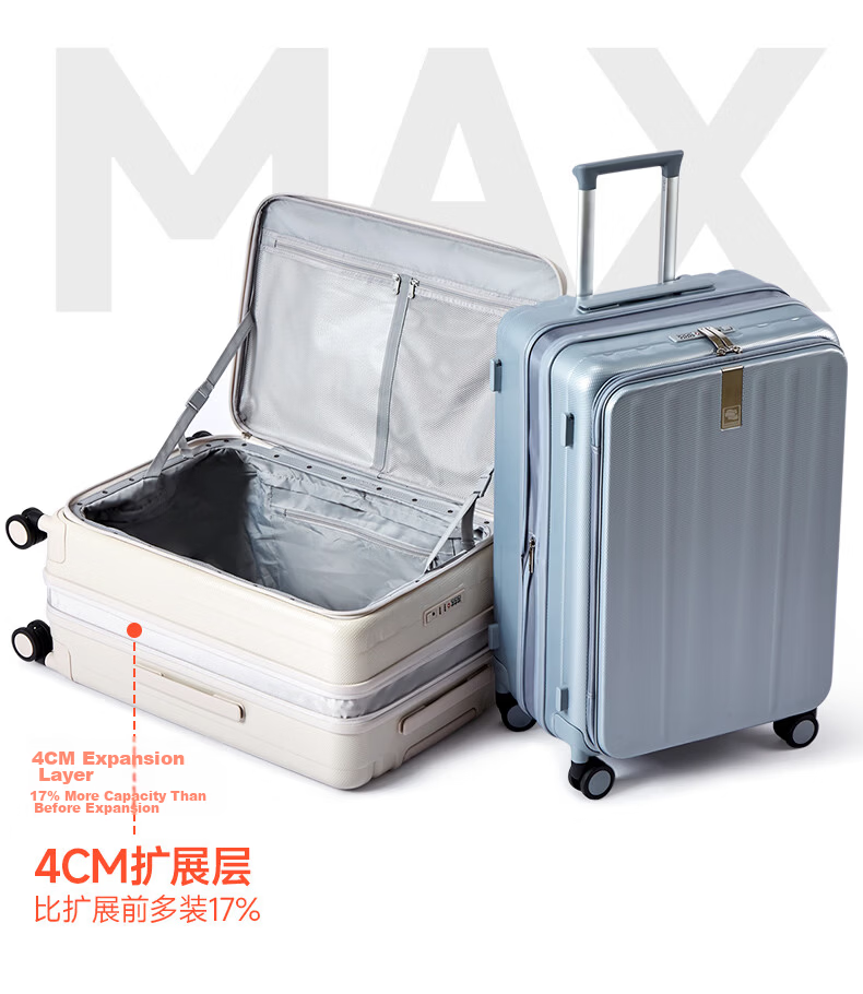 Hanke Expandable Luggage Women Trolley Large Capacity Men Carry-On Suitcase 20 Inch Ivory White Side Opening 12