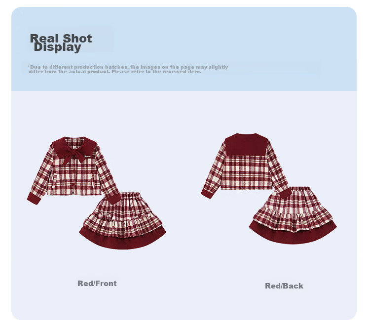 Disney Girls' Warm Set Autumn Spring 2026 New Stylish Children's Red Jacket Pleated Skirt Two-Piece Set 9
