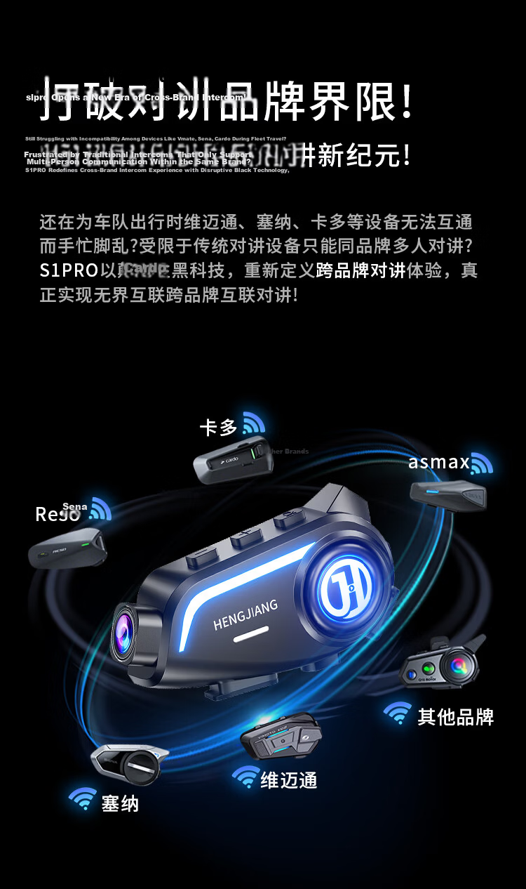 Hengjiang S1 Helmet Bluetooth Camera Integrated Device Music Navigation Waterproof Noise-Cancelling Dash Cam Ultra-Long Battery Life 5