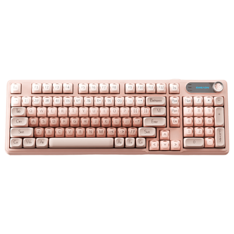 EWEADN V102 Silent Mechanical Feel Wired 98-Key Pink Keyboard for Office Gaming Laptop Tablet Peripheral