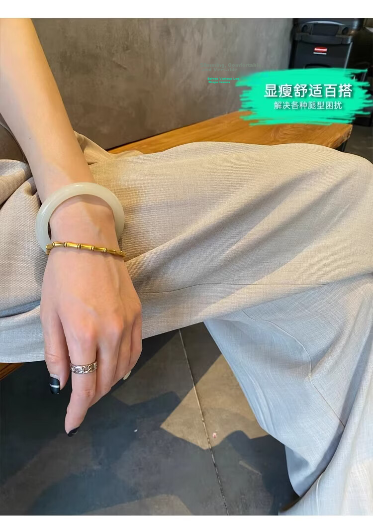 Langsha TR Bamboo Fiber Summer Wide-Leg Pants for Women Thin Draped Loose Casual New Chinese Style Ice Silk Trousers 5